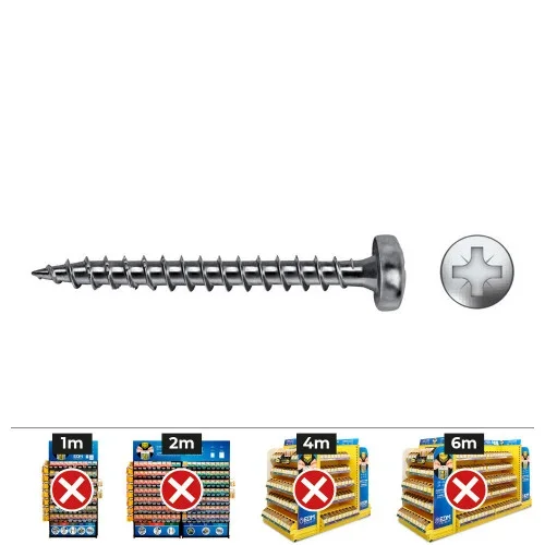Caja 1000 unidades tornillo madera velox b rosca completa alomado impronta pz1 ø3×20 mmcincado