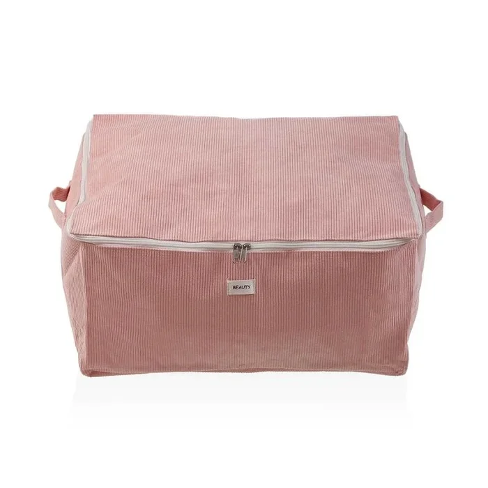 Caja de almacenamiento versa corduroy 40 x 25 x 50 cm rosa