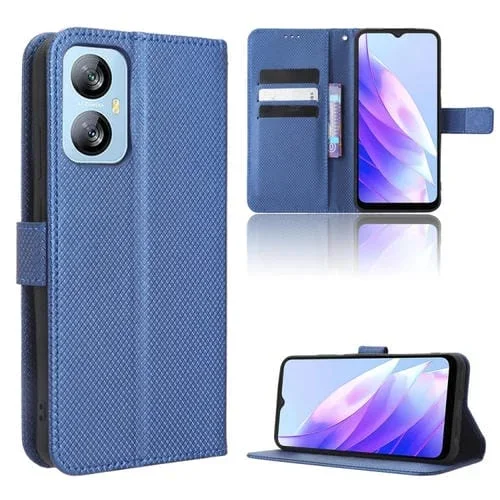 Caja de Cuero para BlackView A52 con Textura de Diamante (Azul)