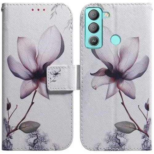 Caja de Cuero para Tecno Pop 5 Lte Bd4 con Dibujo Flor de Magnolia (Color)