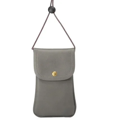 Caja de Cuero Vertical Universal de PU Bolso de Teléfono con Cadena (Gris)