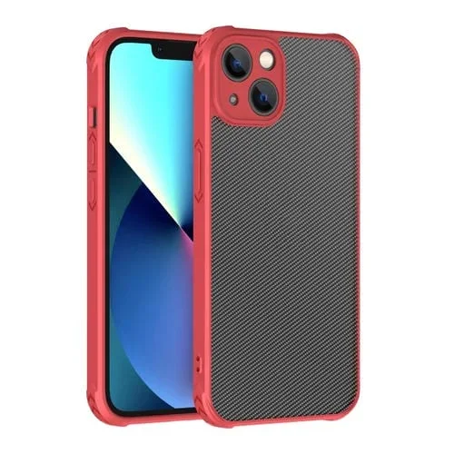 Caja de Fibra de Carbono PC + TPU para iPhone 13 Pro (Rojo)