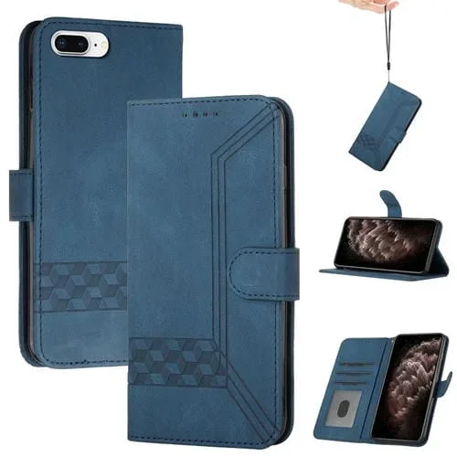 Caja de la Piel Cúbica para iPhone 7 Plus y 8 Plus (Azul)