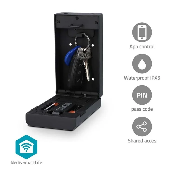 Caja de llaves SmartLife | Clave seguro | Key Lock | Outdoor | IPX5 | Negro