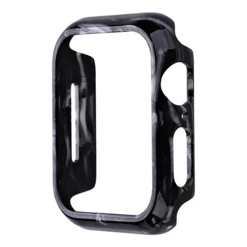 Caja de Reloj de PC de Resina para Apple Watch Series 8 / 7 45mm (Flor Negra)