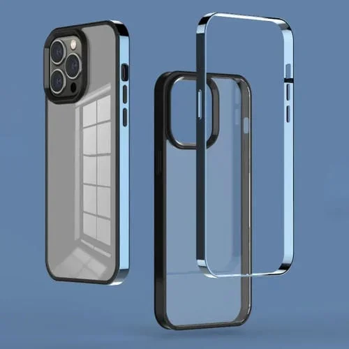 Caja de teléfono 3 en 1 Phantom para iPhone 13 Pro con marco galvanizado (Azul Sierra)