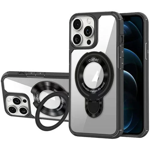 Caja de Teléfono Híbrida Acrílica de TPU con Soporte para iPhone 12 Pro Max Magsafe (Negro)