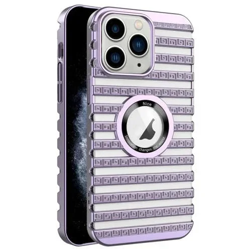 Caja de teléfono hueca galvanizada para iPhone 11 Pro Max con escalera de enfriamiento (Púrpura)