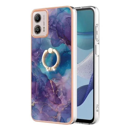 Caja de Teléfono Imd Doble Cara Mármol Galvanizado con Anillo para Motorola Moto G53 5G (Púrpura)