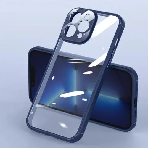 Caja de Teléfono para iPhone 14 Acrílico Transparente PC (Azul Oscuro)