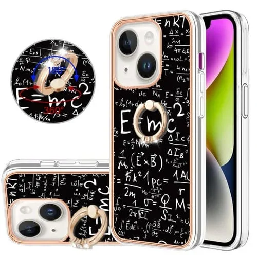 Caja de Teléfono para iPhone 15 Galvanoplastia Imd Doble Cara con Soporte para Anillo (Ecuación)