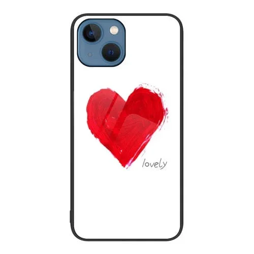 Caja de Teléfono para iPhone 15 Plus Vidrio Pintado Colorido (Amor)