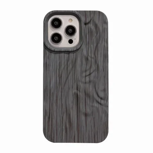 Caja de Teléfono TPU iPhone 14 Grano de Madera Plisada (Gris)
