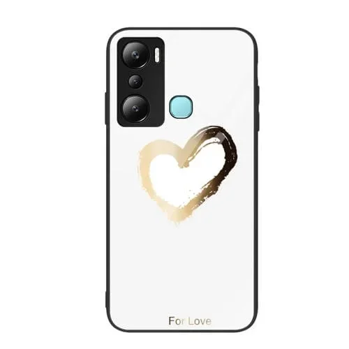 Caja de teléfono vidrio pintado para Infinix Hot 20I (Amor Dorado)