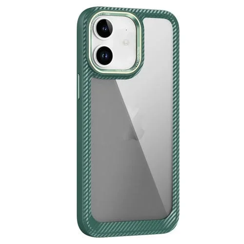 Caja del Teléfono para iPhone 11 Fibra de Carbono Panel Trasero Transparente (Verde)