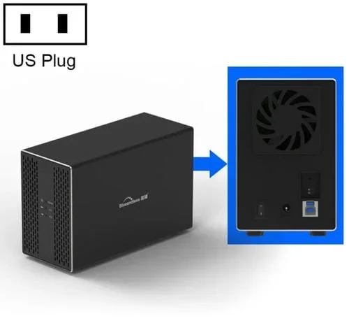 Caja Externa de Disco Duro Blueendless USB-B Matriz Combinada Raid 2 Bahías 3,5 Pulgadas (Enchufe de EE.UU)