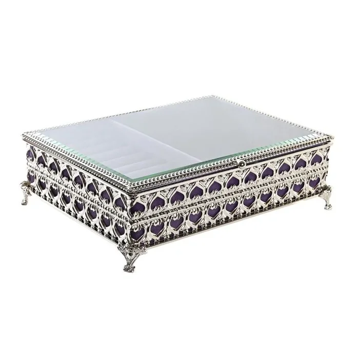 Caja-joyero dkd home decor cristal metal (24 x 18 x 7 cm)