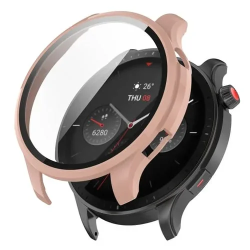 Caja Protectora para Amazfit GTR 4 y GTR 4 Pro con Vidrio Templado Integrado (Rosa)