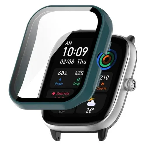 Caja Protectora Para Amazfit GTS 4 Mini + Película Endurecida PC Completamente Cerrada (Verde Pino)