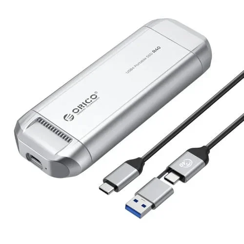Caja SSD Portátil Orico R40-2T 2 Tb 40 Gbps Inspirada en Automóvil de Carreras (Plateada)