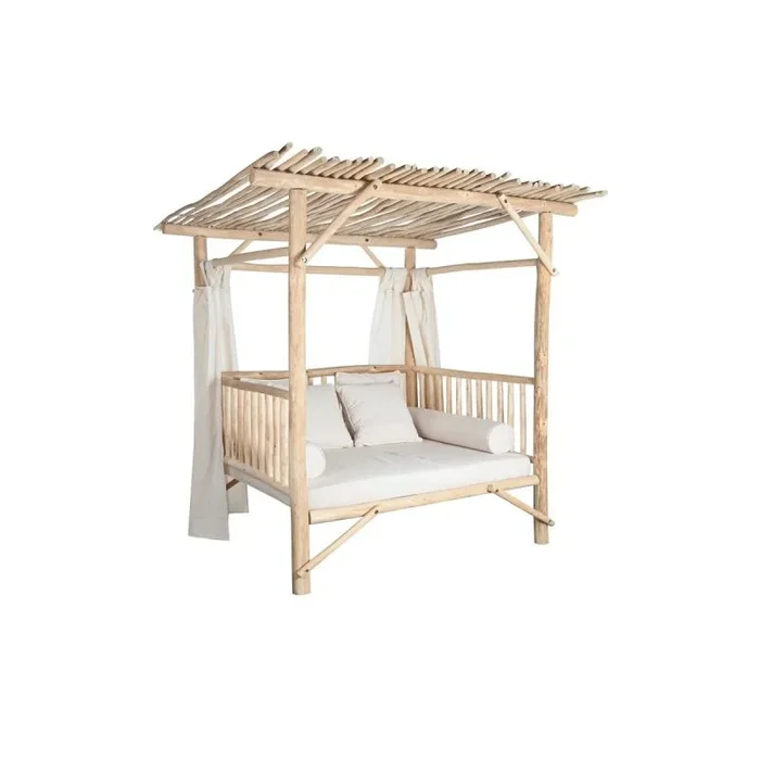Cama para jardín dkd home decor blanco natural 200 x 180 x 200 cm