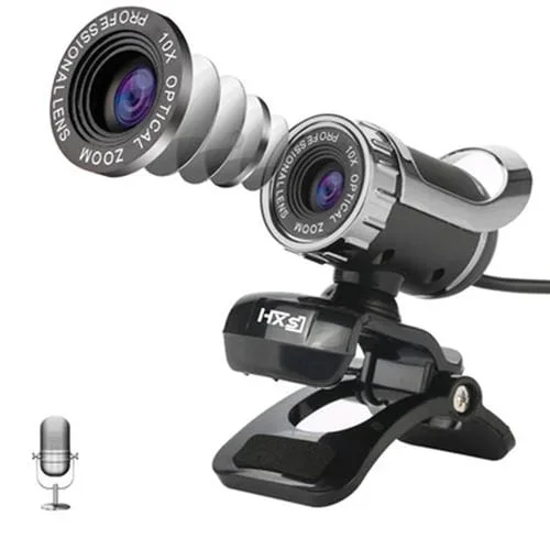 Cámara USB Hxsj A859 480P para Curso de Redes con Micrófono de Absorción de Sonido Incorporado (Plata)