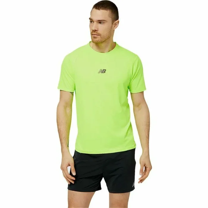 Camiseta Deportiva de Manga Corta New Balance Verde limón L