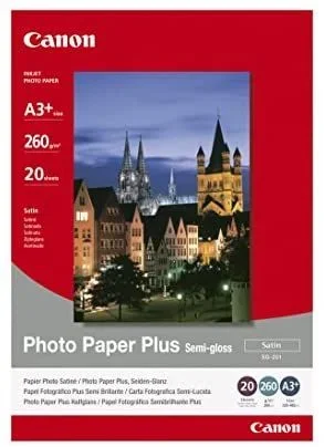Canon SG-201 – Papel fotográfico plus semi brillante (A3+, 20 hojas, acabado satinado, 260g/m2)