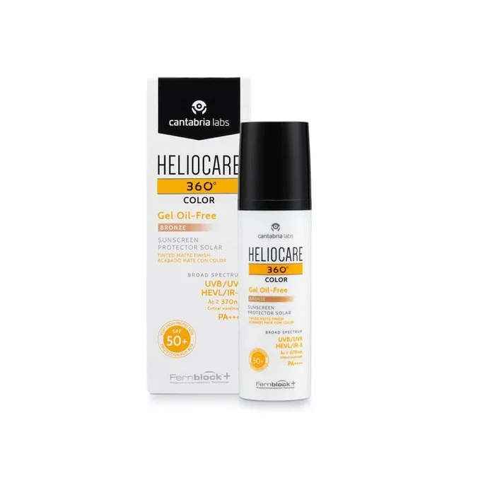 Cantabria Labs – Heliocare 360º Color Gel Oil-Free SPF 50+ – 50ml – Bronze – Fotomaquillaje Matificante – Piel Mixta/Grasa