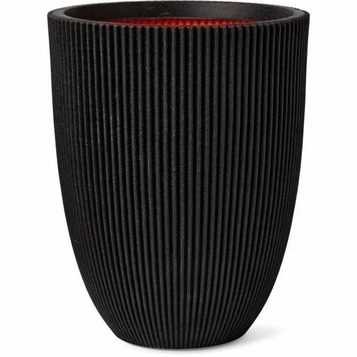 CAPI EUROPE – Jarrón Elegante bajo Groove NL – Negro – 34×46 – para Uso en Interiores y Exteriores