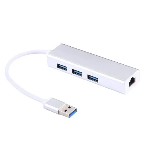 Carcasa de Aluminio con 3 Puertos USB 3.0 Hub y Adaptador Ethernet Gigabit USB 3.0