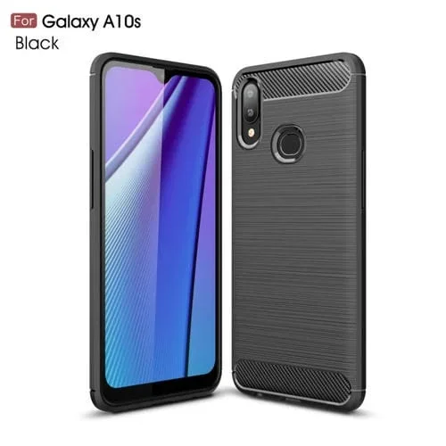 Carcasa TPU Fibra de Carbono Galaxy A10S Protección Textura Cepillada (Negro)