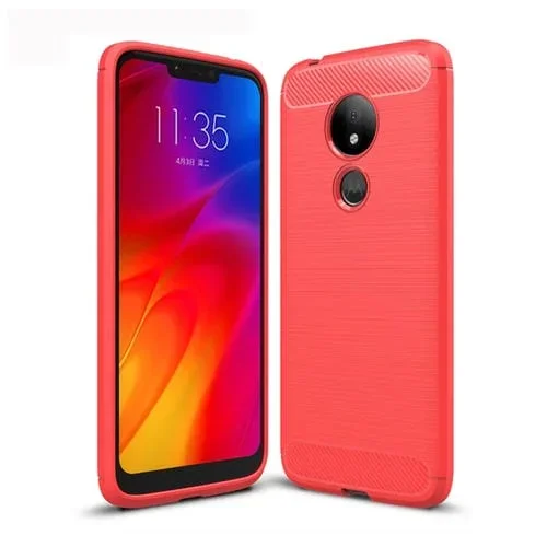 Carcasa TPU Fibra de Carbono Motorola Moto G7 Power Versión UE (Rojo)