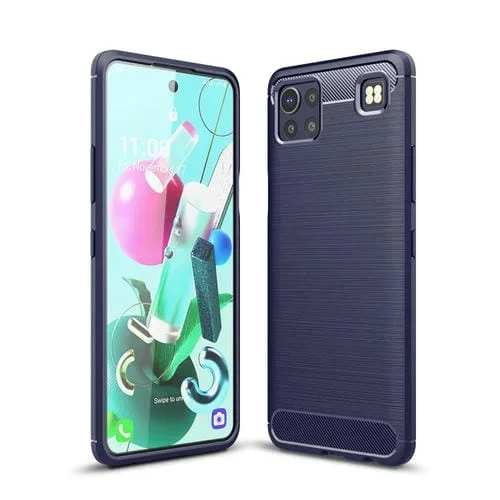 Carcasa TPU Fibra de Carbono para LG K92 5G con Textura Cepillada (Azul Marino)
