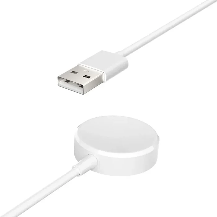 Cargador de Repuesto para smartwatch KSIX Urban 4 Mini, Base de Carga inalámbrica y magnética, Puerto USB-A, Cable 80 cm, Blanco