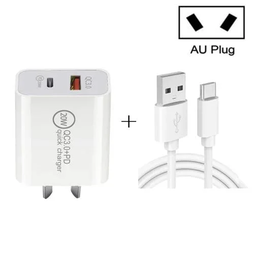 Cargador de Viaje Tcs-20Waca 20W PD Tipo-C + QC 3.0 con Cable USB A a Tipo C