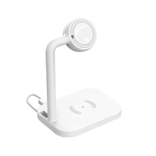 Cargador inalámbrico 2 en 1 Adj-984 inducción electromagnética para móviles y relojes Apple & Airpods (Blanco)