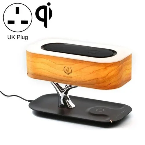 Cargador inalámbrico lámpara escritorio altavoz Bluetooth luz árbol (Británico)