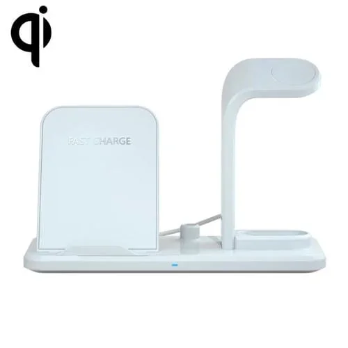 Cargador inalámbrico rápido 3 en 1 N35 para iPhone Apple Watch AirPods (Blanco)