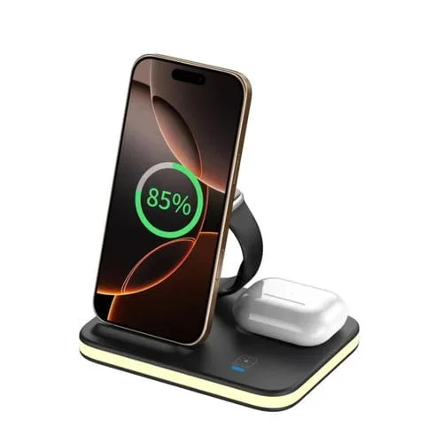 Cargador inalámbrico rápido magnético plegable 4 en 1 (Dorado)