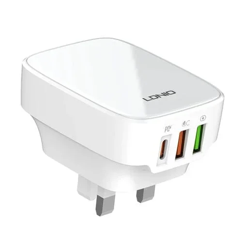 Cargador Ldnio Q334 32 W Tipo C y USB Dual con Cable USB-C (Blanco)