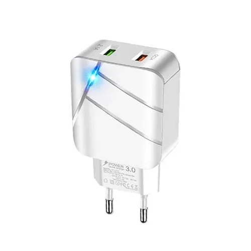 Cargador Móvil Te-Q820 28W Dual USB QC3.0 18W Enchufe UE (Blanco)