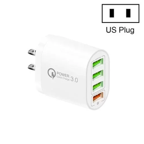 Cargador Multi-Ports Qc-04 QC3.0 + 3 USB 2.0 para Móvil y Tablet (Blanco) US Plug