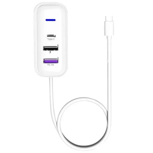 Cargador Para Asiento Trasero De Coche Y3 Tipo C Y Adaptador De Carga Rápida Usb Dual Con Cable De Extensión De 1 M