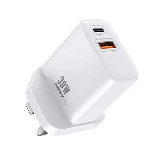 Cargador rápido Remax Rp-U82 30W Usb y Usb-C/Type-C interfaz dual (Blanco)