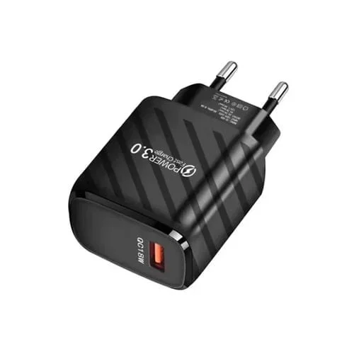 Cargador Rápido Te-005 USB 3.0 QC 3.0 18W 3A Interfaz Para Teléfono Móvil (Negro) Enchufe UE