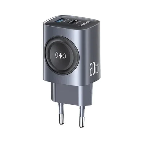 Cargador rápido Usams T67 20 W con puerto USB y USB-C Gan (Enchufe Europeo) (Pistola)