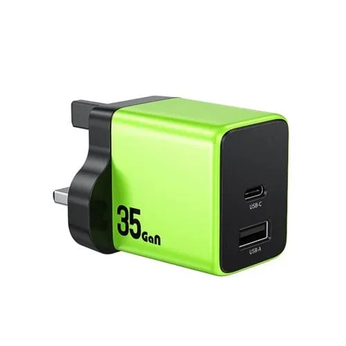 Cargador Rápido Usb-C Wk Wp-U36 35 W Usb Gan Enchufe Británico (Verde)