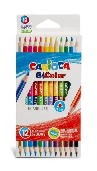 Carioca pack de 12 lapices triangulares – mina de alta calidad – alta resistencia a la rotura – facil de sacar punta – colores brillantes y lavables – gran cobertura – color varios
