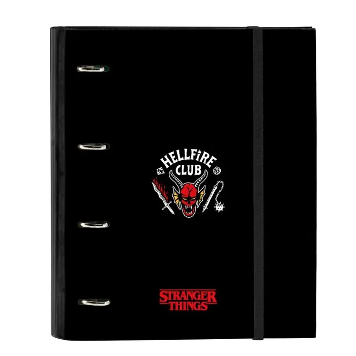 Carpeta de anillas stranger things negro 27 x 32 x 3.5 cm